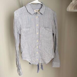 Madewell Light Blue and White Striped Shirt